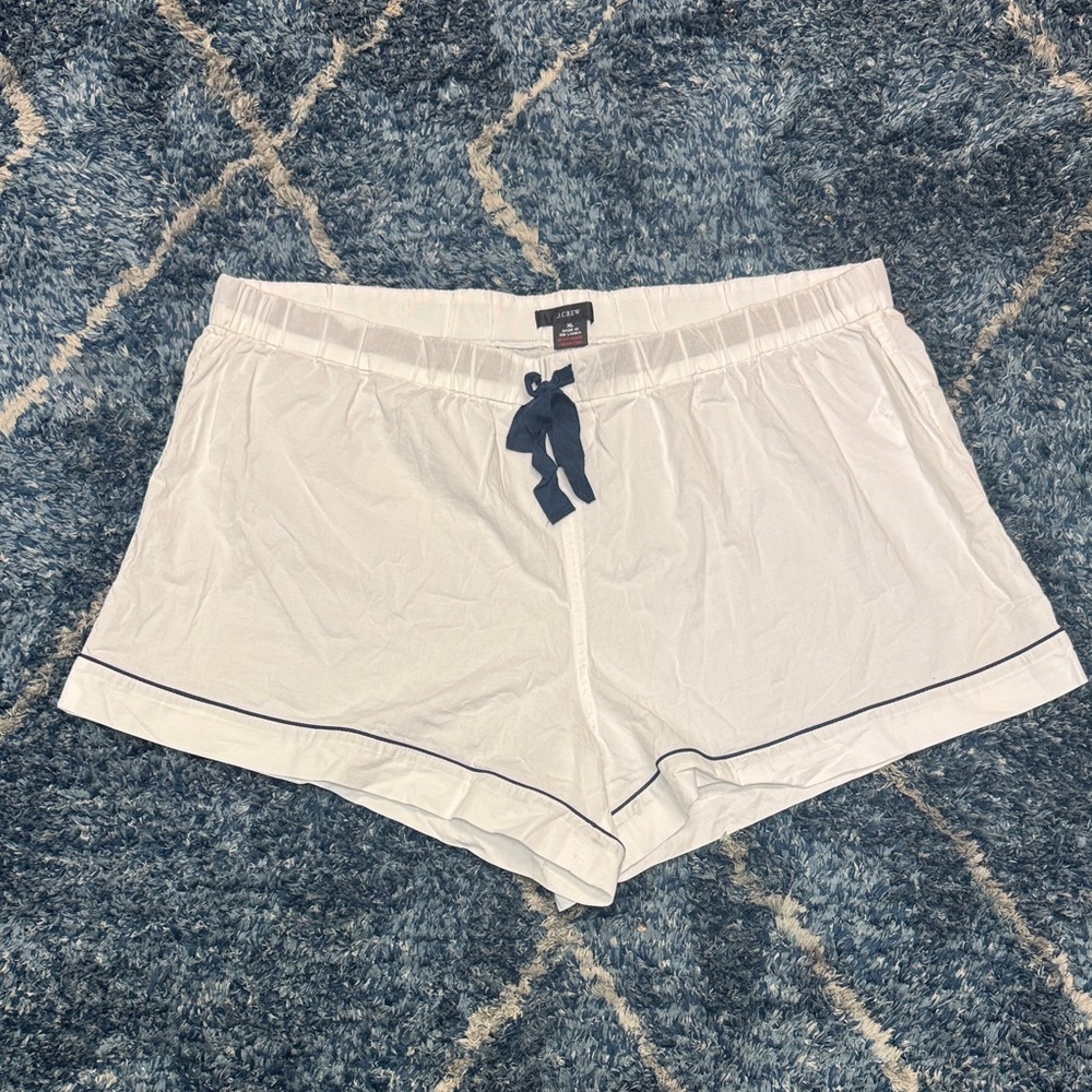 J. Crew Dreamy cotton pajama White Shorts with Navy Accents size XL